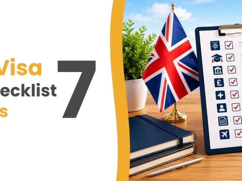 UK student visa documents checklist with seven key documents for a UK study visa application.